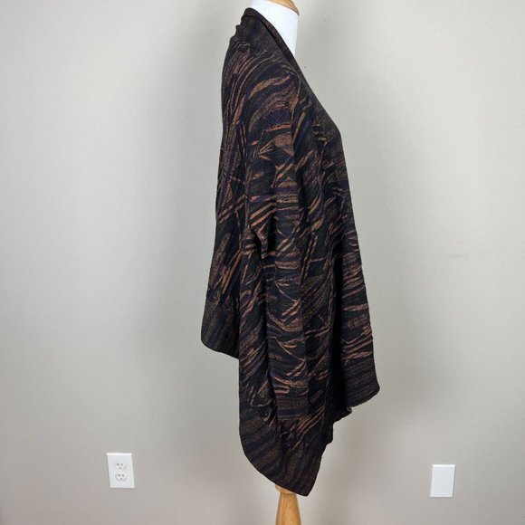 Soft Surroundings Cardigan Sweater Large Cascade Draped Wool Cotton Texture Knit - Picture 5 of 10